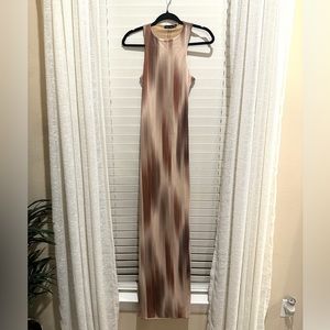brown multicolored maxi dress